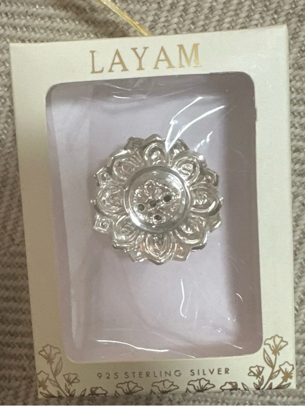 Layam Silver Lotus Incense (Agarbathi) Stand